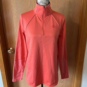 Women’s The North Face Shirt Long Sleeve 1/4 Zip Front Orange/Peach Size L/G